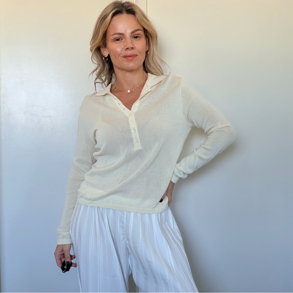 Almina Concept New Spring Knit Polo in Cream